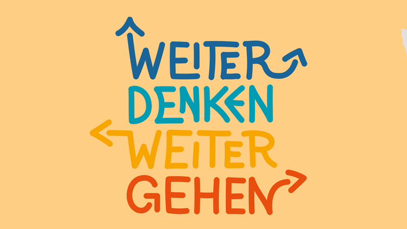 Weiter denken weiter gehen, Logo für das Jubiläums 100 Jahre österreichische Provinz der Salvatorianer, Juni 2023